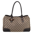 GUCCI GG Canvas Web Sherry Line Princi Tote Bag Beige Gold 163805 Auth 199136V-2