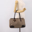 GUCCI GG Canvas Web Sherry Line Princi Tote Bag Beige Gold 163805 Auth 199136V-21