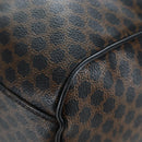 CELINE Macadam Canvas Boston Bag PVC Leather Black Gold Auth 199137V-15