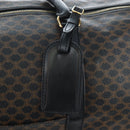 CELINE Macadam Canvas Boston Bag PVC Leather Black Gold Auth 199137V-18