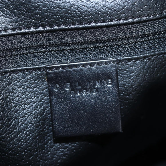 CELINE Macadam Canvas Boston Bag PVC Leather Black Gold Auth 199137V