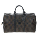 CELINE Macadam Canvas Boston Bag PVC Leather Black Gold Auth 199137V-13