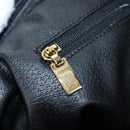 CELINE Macadam Canvas Boston Bag PVC Leather Black Gold Auth 199137V-24