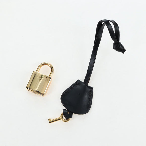 CELINE Macadam Canvas Boston Bag PVC Leather Black Gold Auth 199137V