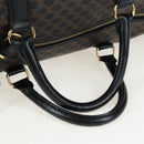 CELINE Macadam Canvas Boston Bag PVC Leather Black Gold Auth 199137V-7