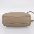 Miu Miu Tote Bag Leather 2way Beige Gold Auth 199139V-5