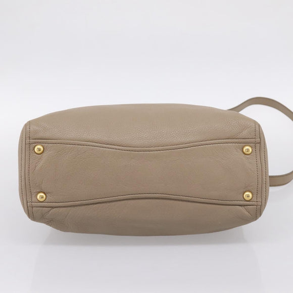 Miu Miu Tote Bag Leather 2way Beige Gold Auth 199139V