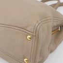 Miu Miu Tote Bag Leather 2way Beige Gold Auth 199139V-10