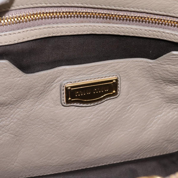 Miu Miu Tote Bag Leather 2way Beige Gold Auth 199139V