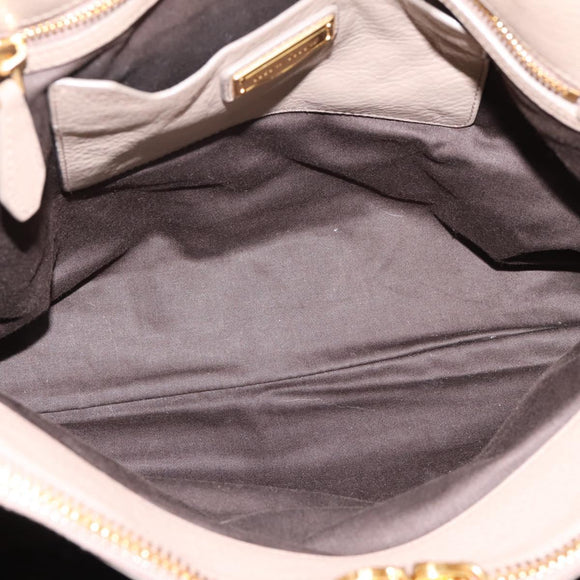 Miu Miu Tote Bag Leather 2way Beige Gold Auth 199139V