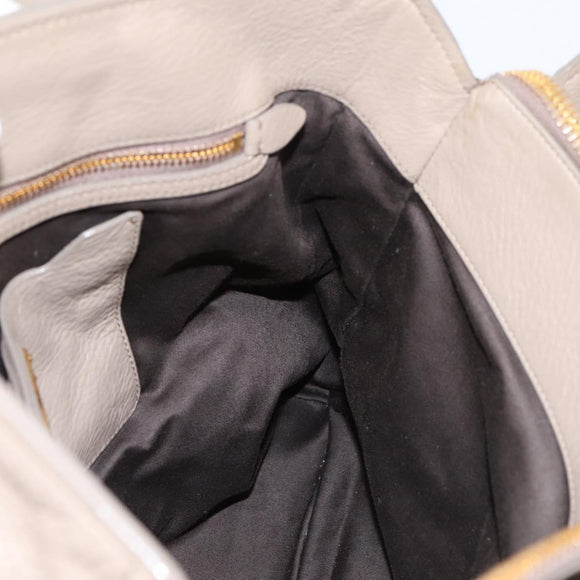 Miu Miu Tote Bag Leather 2way Beige Gold Auth 199139V
