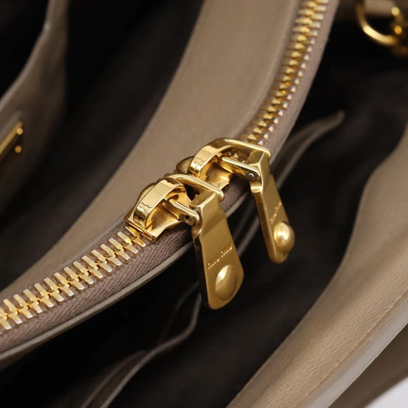 Miu Miu Tote Bag Leather 2way Beige Gold Auth 199139V