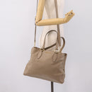 Miu Miu Tote Bag Leather 2way Beige Gold Auth 199139V-28