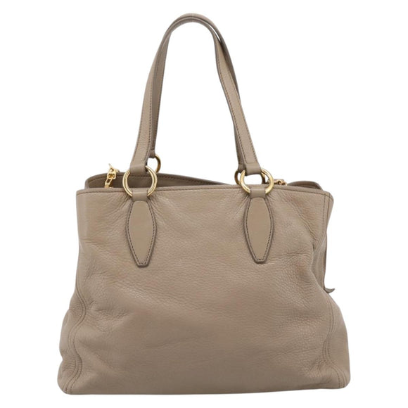 Miu Miu Tote Bag Leather 2way Beige Gold Auth 199139V