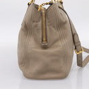 Miu Miu Tote Bag Leather 2way Beige Gold Auth 199139V-3