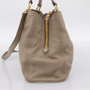 Miu Miu Tote Bag Leather 2way Beige Gold Auth 199139V-4