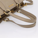 Miu Miu Tote Bag Leather 2way Beige Gold Auth 199139V-7