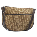Christian Dior Trotter Canvas Shoulder Bag Beige Gold Auth 199140-1
