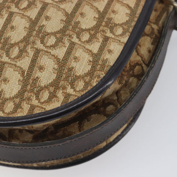 Christian Dior Trotter Canvas Shoulder Bag Beige Gold Auth 199140