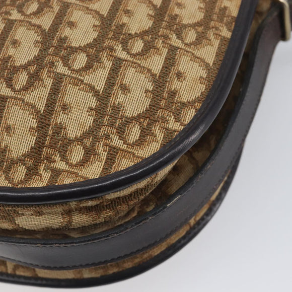 Christian Dior Trotter Canvas Shoulder Bag Beige Gold Auth 199140