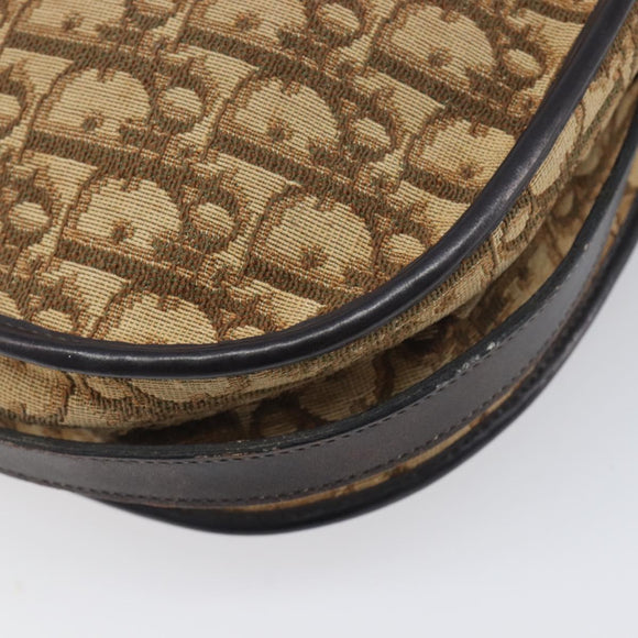 Christian Dior Trotter Canvas Shoulder Bag Beige Gold Auth 199140