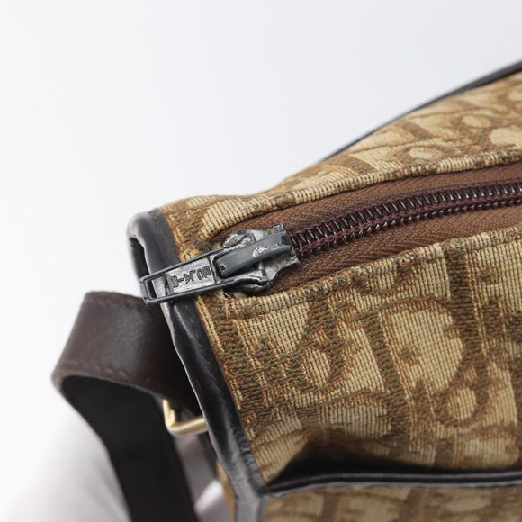 Christian Dior Trotter Canvas Shoulder Bag Beige Gold Auth 199140