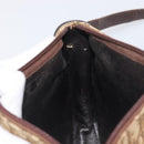 Christian Dior Trotter Canvas Shoulder Bag Beige Gold Auth 199140-20