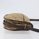 Christian Dior Trotter Canvas Shoulder Bag Beige Gold Auth 199140-3