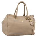PRADA Hand Bag Vittero Dino Leather 2way Beige Gold Auth 199142V-1