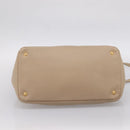 PRADA Hand Bag Vittero Dino Leather 2way Beige Gold Auth 199142V-5
