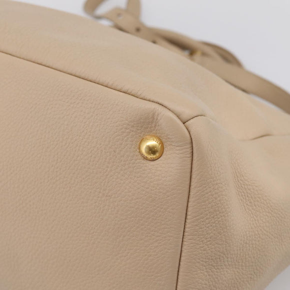 PRADA Hand Bag Vittero Dino Leather 2way Beige Gold Auth 199142V