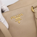 PRADA Hand Bag Vittero Dino Leather 2way Beige Gold Auth 199142V-20
