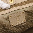 PRADA Hand Bag Vittero Dino Leather 2way Beige Gold Auth 199142V-21