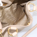 PRADA Hand Bag Vittero Dino Leather 2way Beige Gold Auth 199142V-27
