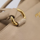 PRADA Hand Bag Vittero Dino Leather 2way Beige Gold Auth 199142V-10