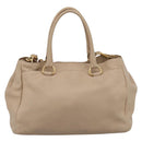 PRADA Hand Bag Vittero Dino Leather 2way Beige Gold Auth 199142V-2