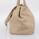PRADA Hand Bag Vittero Dino Leather 2way Beige Gold Auth 199142V-4
