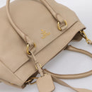 PRADA Hand Bag Vittero Dino Leather 2way Beige Gold Auth 199142V-6