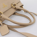 PRADA Hand Bag Vittero Dino Leather 2way Beige Gold Auth 199142V-7