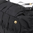 PRADA Gathered Hand Bag Nylon 2way Black Gold Auth 199147V-9