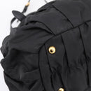 PRADA Gathered Hand Bag Nylon 2way Black Gold Auth 199147V-16