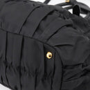 PRADA Gathered Hand Bag Nylon 2way Black Gold Auth 199147V-17