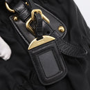 PRADA Gathered Hand Bag Nylon 2way Black Gold Auth 199147V-19