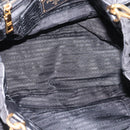 PRADA Gathered Hand Bag Nylon 2way Black Gold Auth 199147V-10