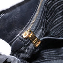 PRADA Gathered Hand Bag Nylon 2way Black Gold Auth 199147V-25