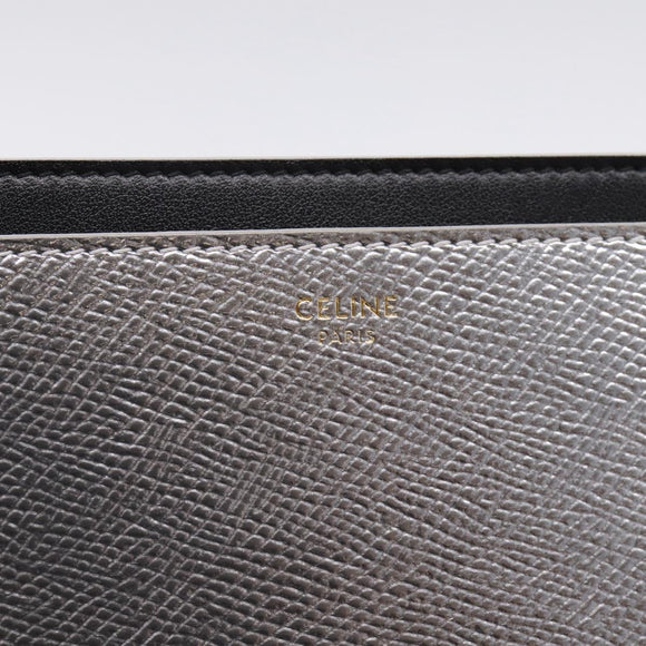 CELINE iPad Case Leather Silver Auth 199148