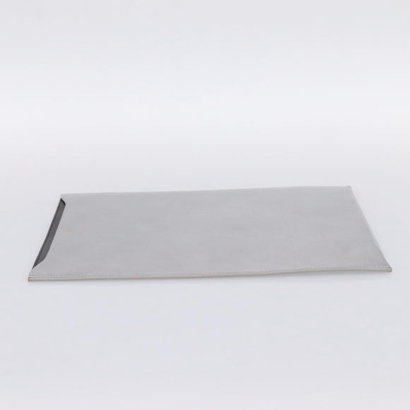 CELINE iPad Case Leather Silver Auth 199148