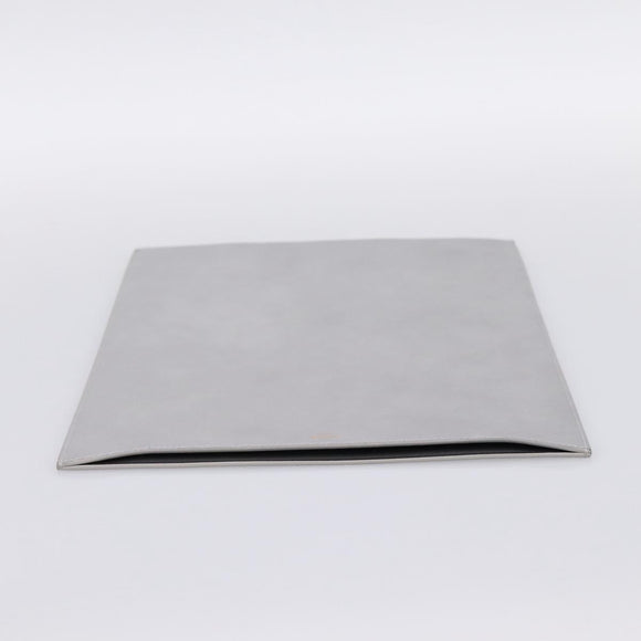 CELINE iPad Case Leather Silver Auth 199148