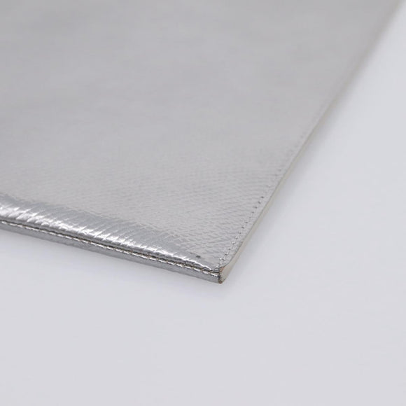 CELINE iPad Case Leather Silver Auth 199148