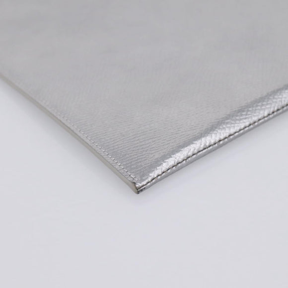 CELINE iPad Case Leather Silver Auth 199148